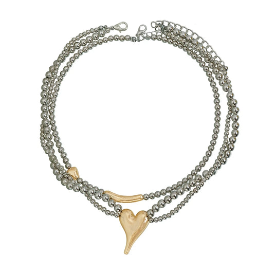 Fashion Heart Shaped Layered Wearing Sweet Spicy Necklaces for Girls Trendy Stylish Jewelry for Women Ladies Accessories Chic