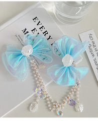 Lustrous Bowknot Imitation Pearl Hair Clips Elegant Princess Hair Accessories for Baby Girls Kids Plastic Fabric Sea Alligators