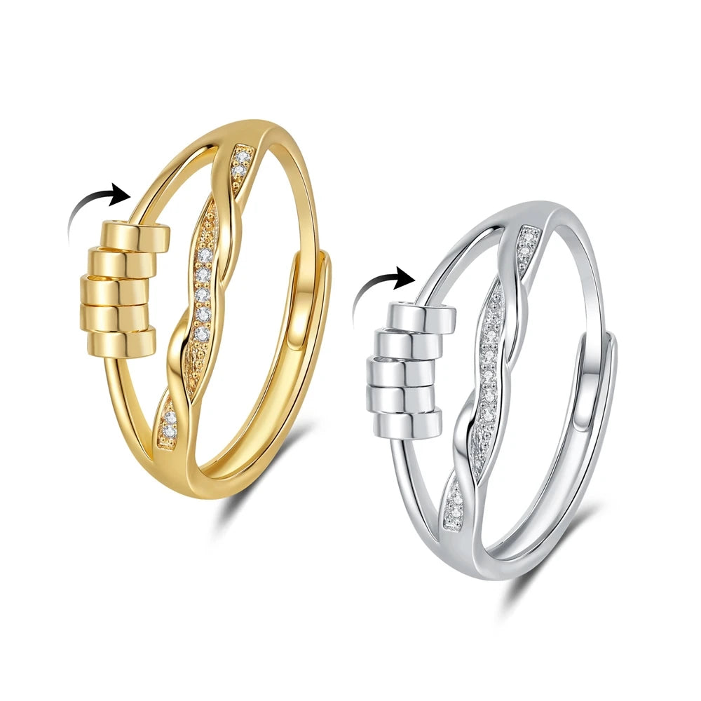 Magic Crown Rotating Bead Rings Stress Relief and Anxiety Fashion Trendy Heart Open Setting Rings Unisex Accessories Wholesale