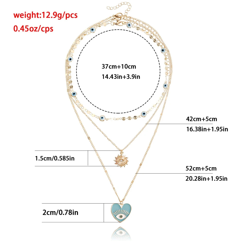 Fashion Heart Shaped Layered Wearing Necklaces for Girls Sweet Elegant Jewellry for Women Ladies Accessories Chinese Supplier