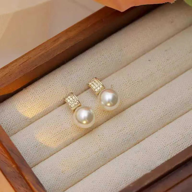 Luxury Glitter Fashion Elegant Drop Earrings for Girls Imitation Pearl Glitter Sparkle Jewelry for Women Ladies Accessories