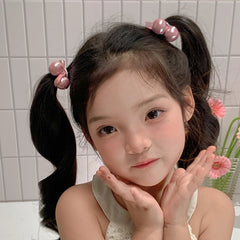 Mini Bowknot Balls Hair Ties for Girls Solid Color Simple Cute Scunchies Party Style Hair Accessories for Kids and Children