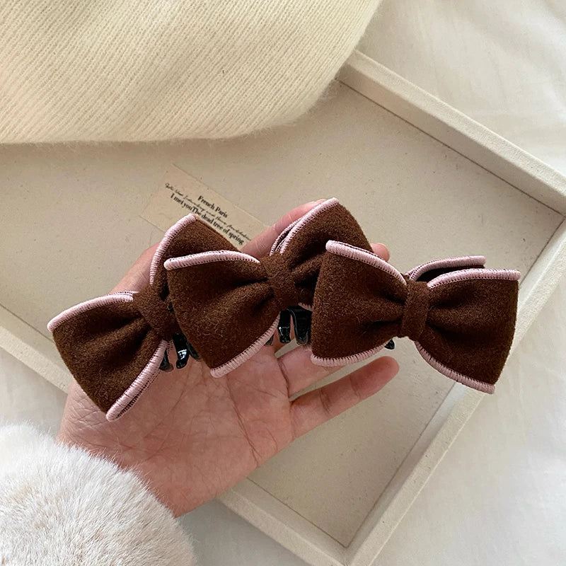 Fashion Simple Bowknot Vintage Hair Clips for Girls Autumn Winter Elegant Banana Clips for Women Ladies Hair Accessories Chic