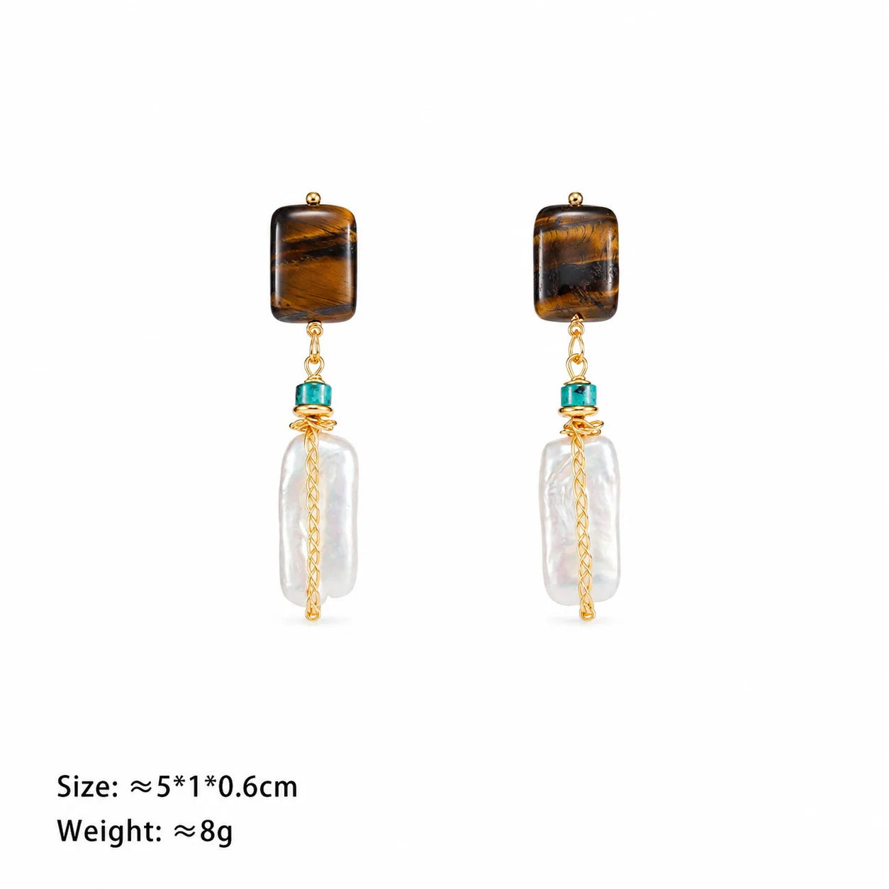Fashion Tiger Eye Stone Turquoise Baroque Pearl Drop Earrings for Girls Elegant Jewelry for Women Ladies Wholesale Stylish Boho
