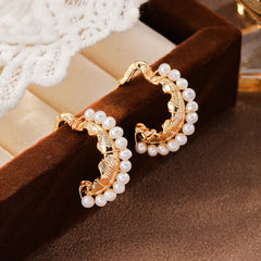Fashion Copper 18K Gold Plated S925 Silver Hoop Earrings for Girls Freshwater Pearl for Women Ladies Wholesale China Factory