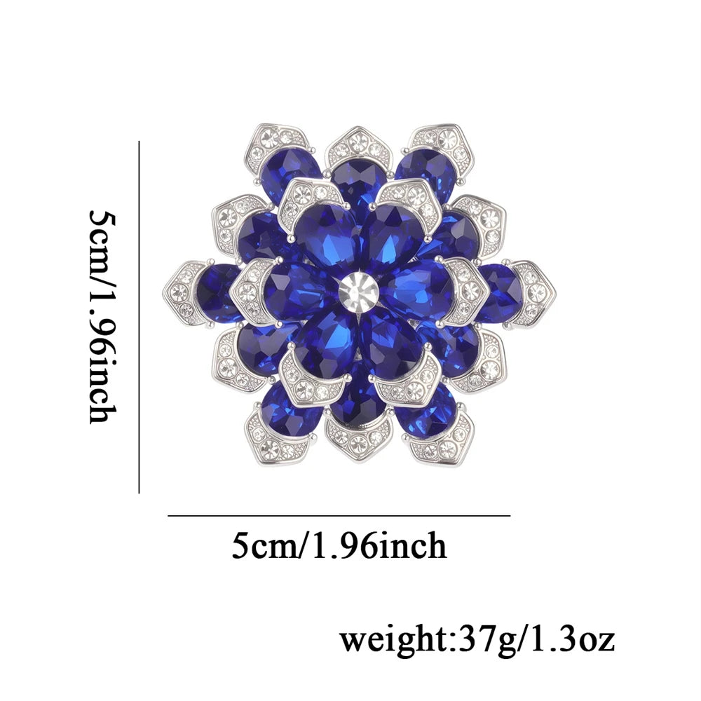 Fashion Glitter New Design Rhinestone Brooches for Girls Sparkle Flowers Floral Pins Jewelry for Women Ladies Accessories Chic