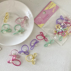 Girls Imitation Pearl Solid Colored Thick Thin Hair Scrunchies Fashion Simple Sweet in Stock Hair Ties Accessory for Kids Daily
