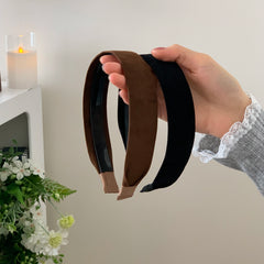 2025 Hot Sale High Quality Elegant Vintage Velvet Wide Headbands Solid Color Female Hairbands Accessory