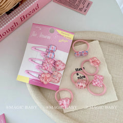 Candy Color Plaid Hair Clips for Kids Sweet Animal Snap Hair Accessories Kawaii Flower Bowknot for Baby Girls for Parties