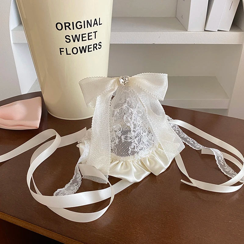 Female Sweet Ribbon White Pink Bowknot Birthday Hair Clips Fashion Elegant Sparking Bulk in Store Hairpins Accessories for Prom