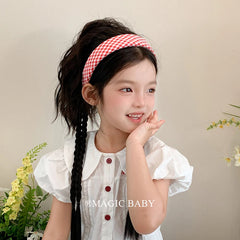 Simple Minimalistic Fashion Plaid Head Band for Baby Girls Trendy Stylish Kawaii Hair Band for Kids Hair Accessories in Stock
