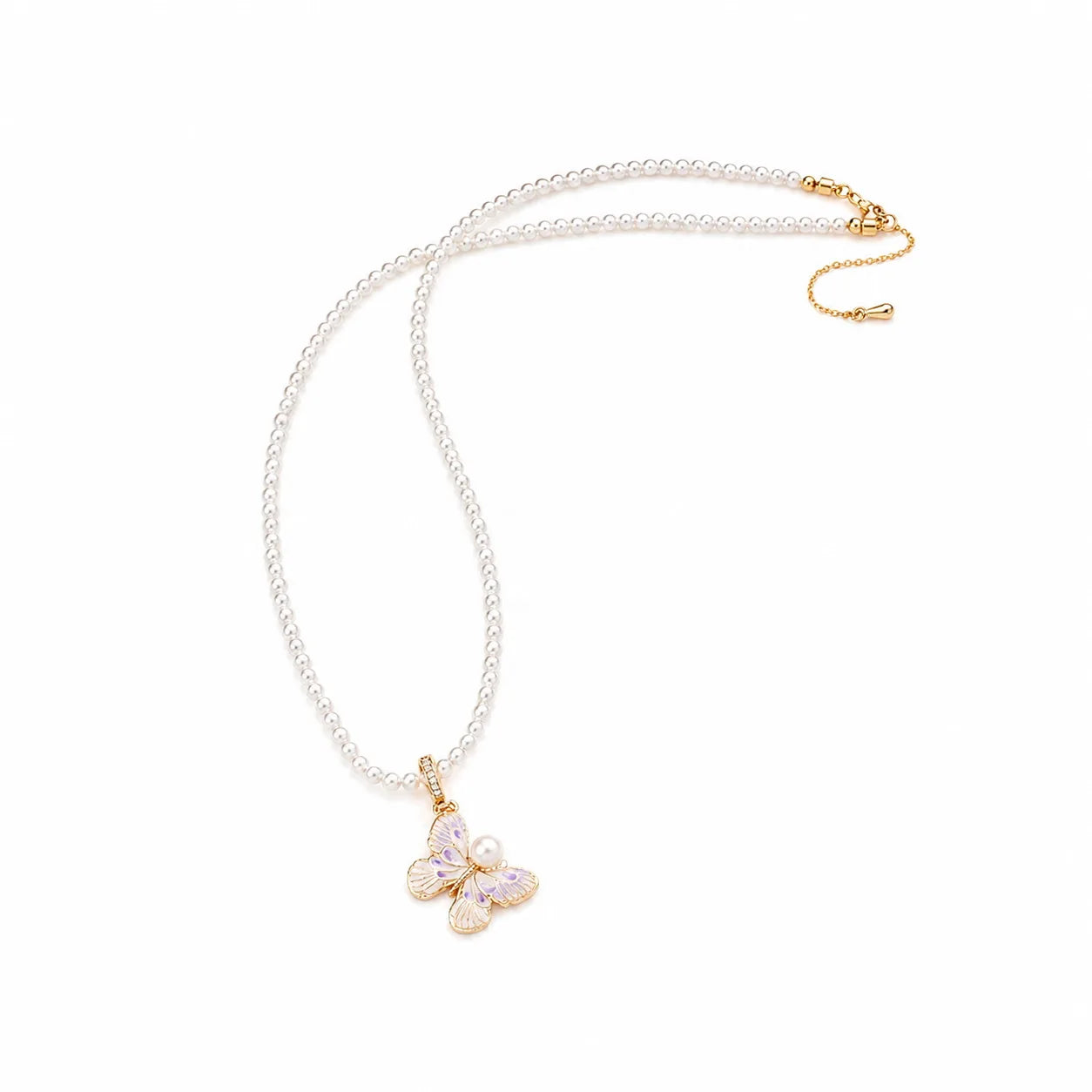 Fashion Copper 18K Gold Pearl Necklaces for Girls Elegant Sweet Drip Glaze Jewelry for Women Ladies Wholesale Manufacturer