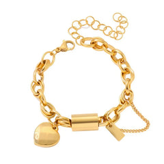 Fashion Elegant Heart Chain Bracelets Steel Classic Modern Vintage Retro Trendy Jewelry for Women Lady  Accessories Wholesale