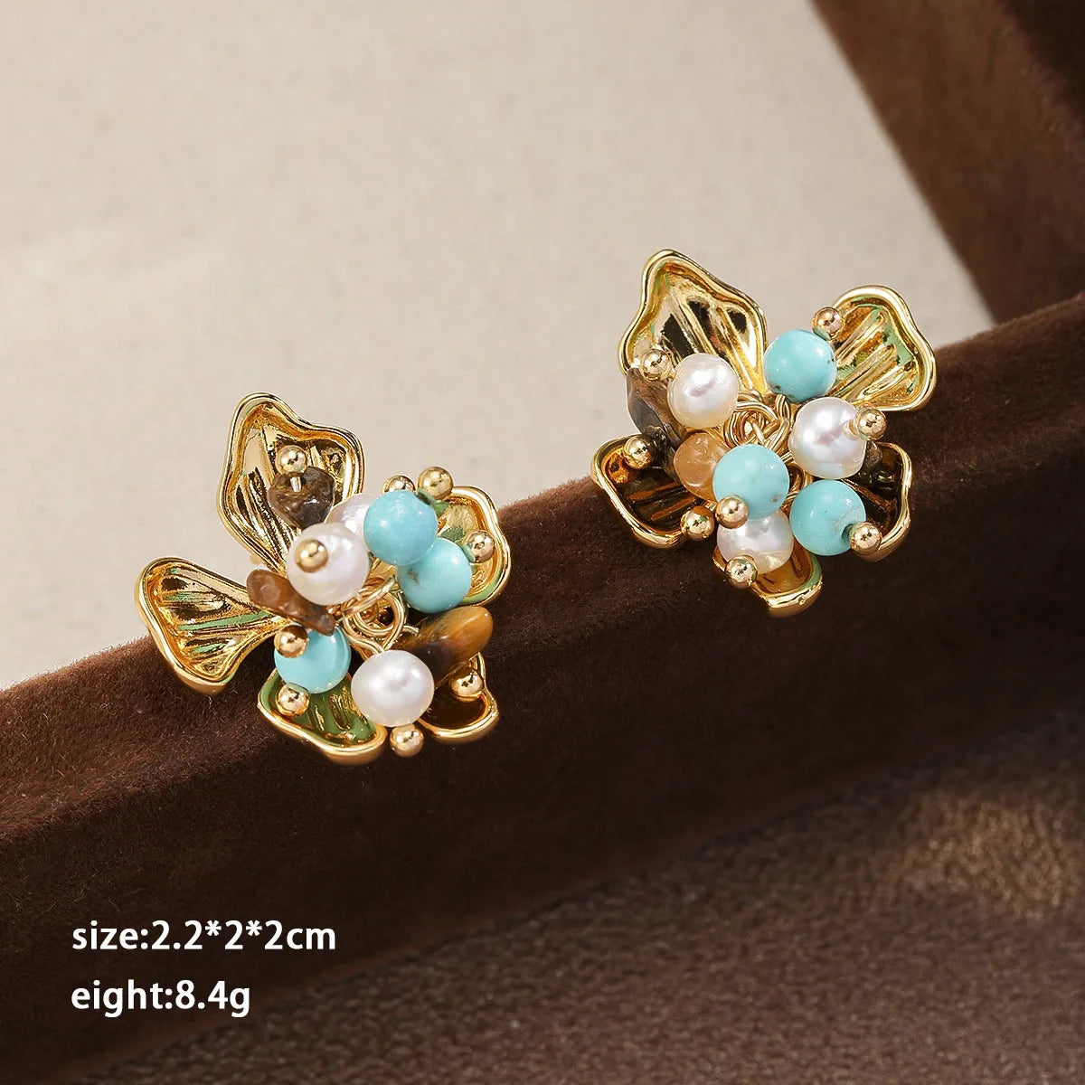 Fashion Turquoise Tiger Eye Stone S925 Silver Stud Earrings for Girls Sweet Copper Jewelry for Women Ladies Wholesale Bulk