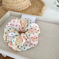 Kids White Heart Dots Double Layer Ponytail Holder High Elastic Scrunchies Chic Sweet Fashion in Stock Hair Ties Accessories