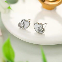 Fashion Pearl Glitter Luxurious Stud Earrings for Girls Heart Shaped Rhinestone Jewellry for Women Ladies Accessories Wholesale