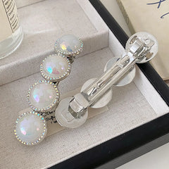 Women's Elegant Lightweight Alloy Rhinestone Hairpins Clamps Hot Sale White Beads Barrette Clips for Parties-Fashion Wholesale