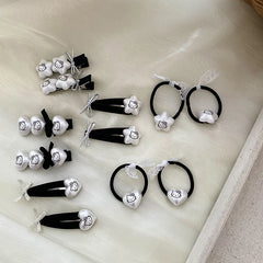 Kids Star Heart Bowknot Decorative Black Snap Clips Hair Ties Sets Fashion Elegant in Stock Scrunchies Hairpins Accessories