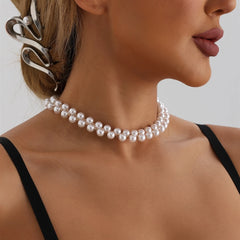 Fashion Simple Imitation Pearl Luxury Glitter Necklaces for Girls Sweet Cute Elegant Trendy Jewelry for Women Ladies Accessories