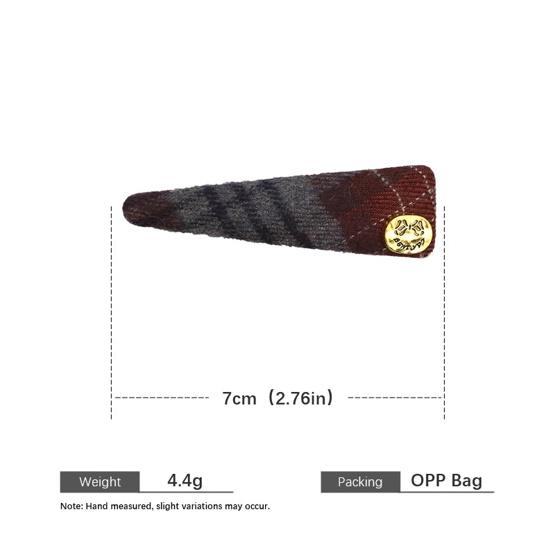 Trendy Winter Autumn Stripe Hair Clips for Girls Plaid Fashion Elegant Snap Clips for Women Ladies Hair Accessories in Stock