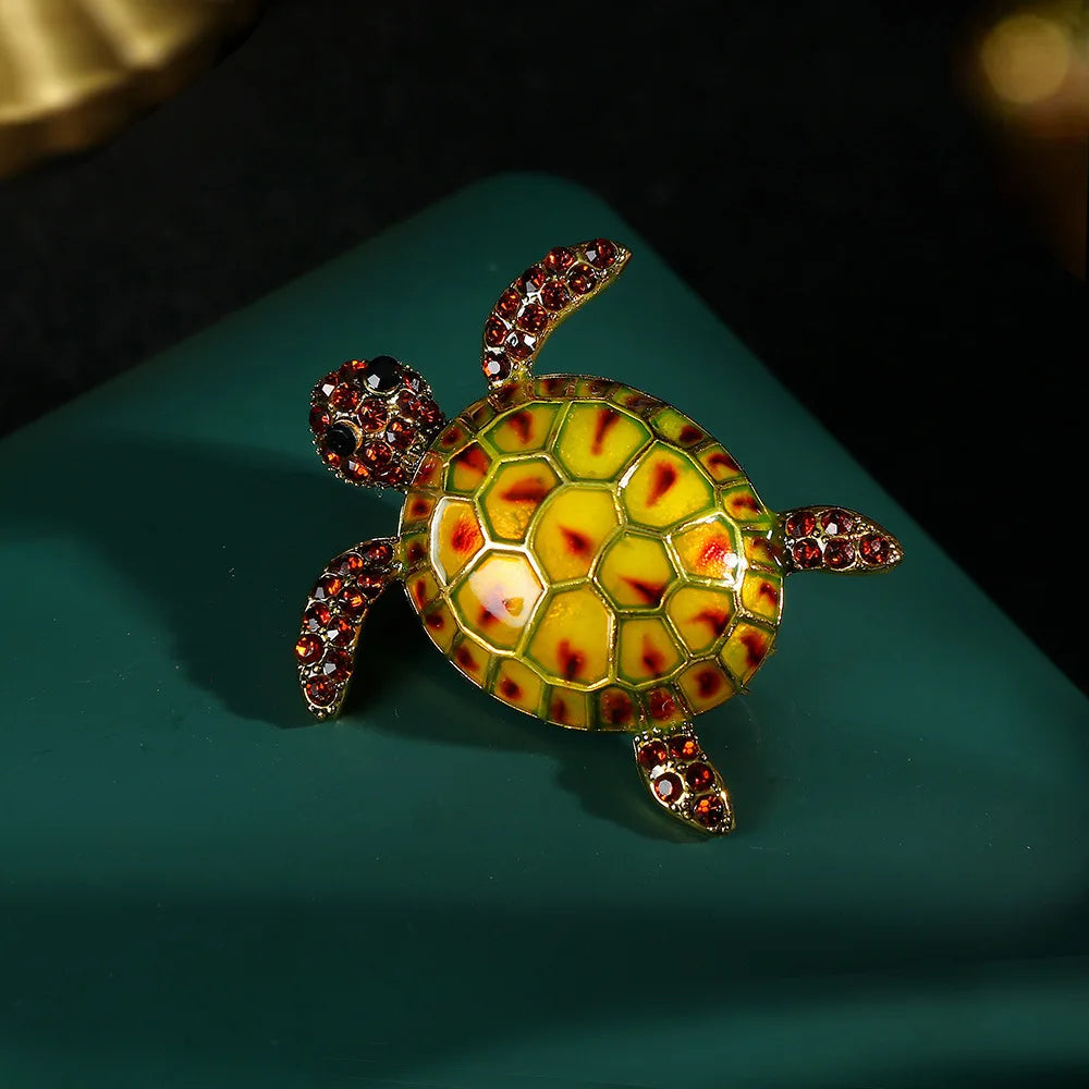 Fashion Trendy Glitter Tortoise Animals Brooches for Girls Sweet Stylish Pins Jewelry for Women Ladies Accessories Wholesale