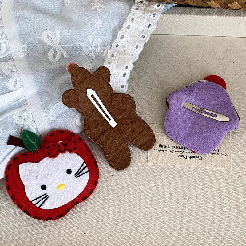 Sweet Cute Kitty Cat Apple Fruit Bear Hair Clips for Baby Girls Ice Cream Snap Clips for Kids Children Hair Accessories Animals