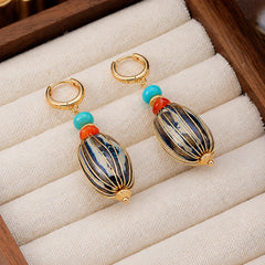 Women Ceramic Bead Red Agate Abacus Blue Turquoise Earring Fashion Dainty Charms Low MOQ in Stock Jewelry for Ladies Causal
