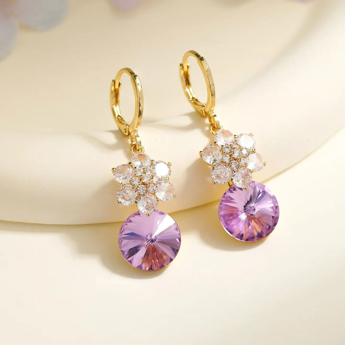 Fashion Flower Glitter Rhinestone Drop Earrings for Girls Solid Color Jewelry for Women Ladies Bijuterias Wholesale Chic