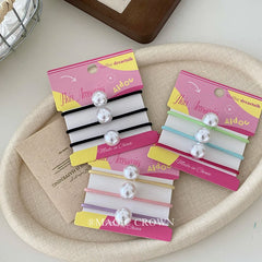 Women Solid Multiple Color Imitation Pearl Ponytail Holder Scrunchies Simple Classic in Stock Hair Ties Accessories for Female