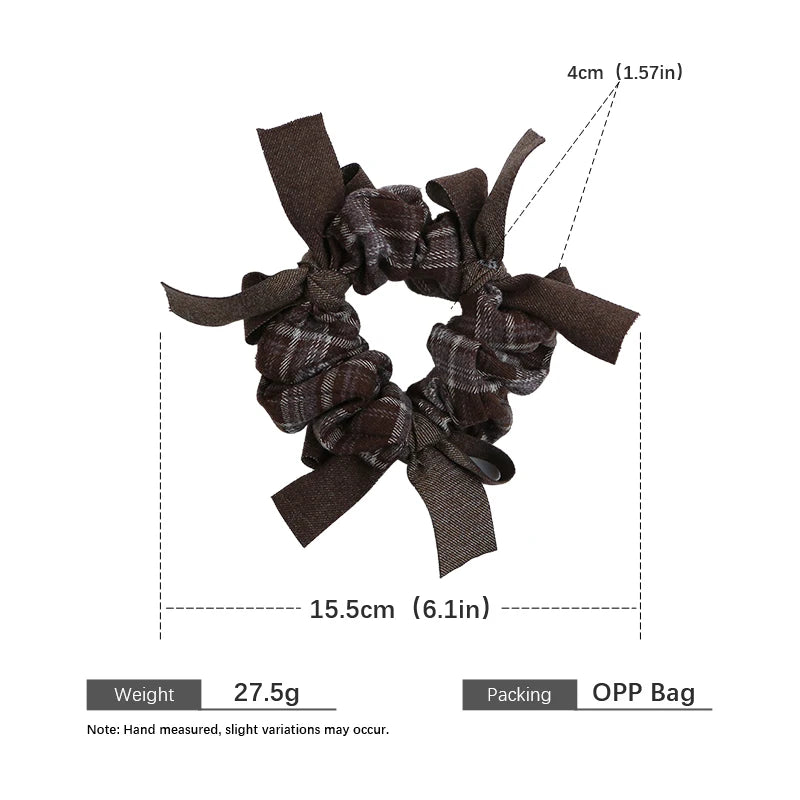 Fashion Ribbon Plaid Simple Scrunchies for Girls Elegant Autumn Winter Hair Ties for Women Ladies Hair Accessories in Stock