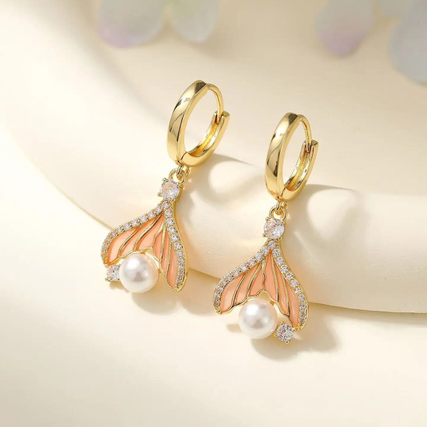 Luxury Imitation Pearl Rhinestone Heart Shaped Drop Earrings for Girls Elegant Trendy Dainty Jewellry for Women Lady Accessories