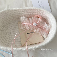 Sweet Cute Lace Bowknot Ribbon Hair Claw Clips for Girls Elegant Princess Style Clutches for Women Ladies Hair Accessories