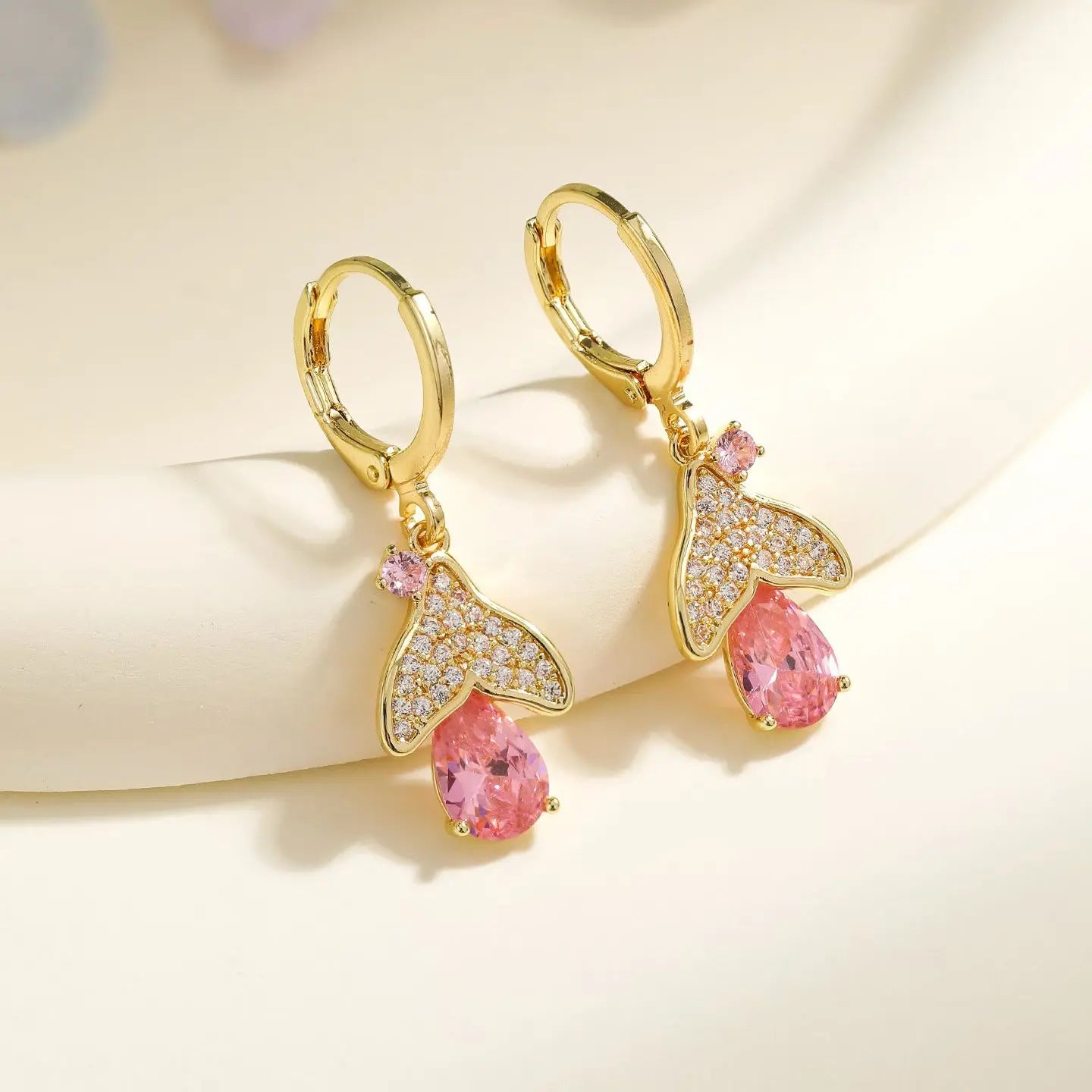 Fashion Ocean Sea Rhinestone Mermaid Drop Earrings for Girls Elegant Cute Jewelry for Women Ladies New Fresh Accessories Chic