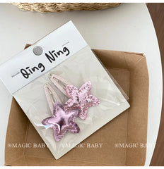 Minimalistic Glitter Star Hair Clips for Baby Girls Solid Color Snap Hair Accessories for Kids Made of Durable Alloy