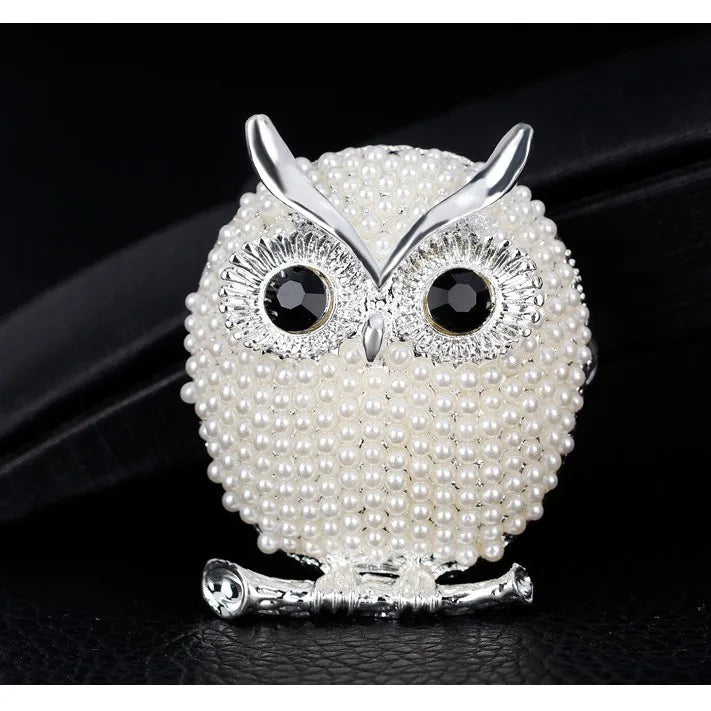 Fashion Luxury Imitation Pearl Owl Sweet Brooches for Girls Elegant Glamorous Charms Pins Jewelry for Women Ladies Accessories