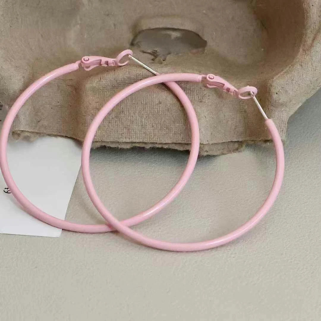Female Pink Purple Hot Sale Large Hoop Earring Fashion Sweet Simple Trendy Affordable Wholesale High Quality Jewelry Accessories