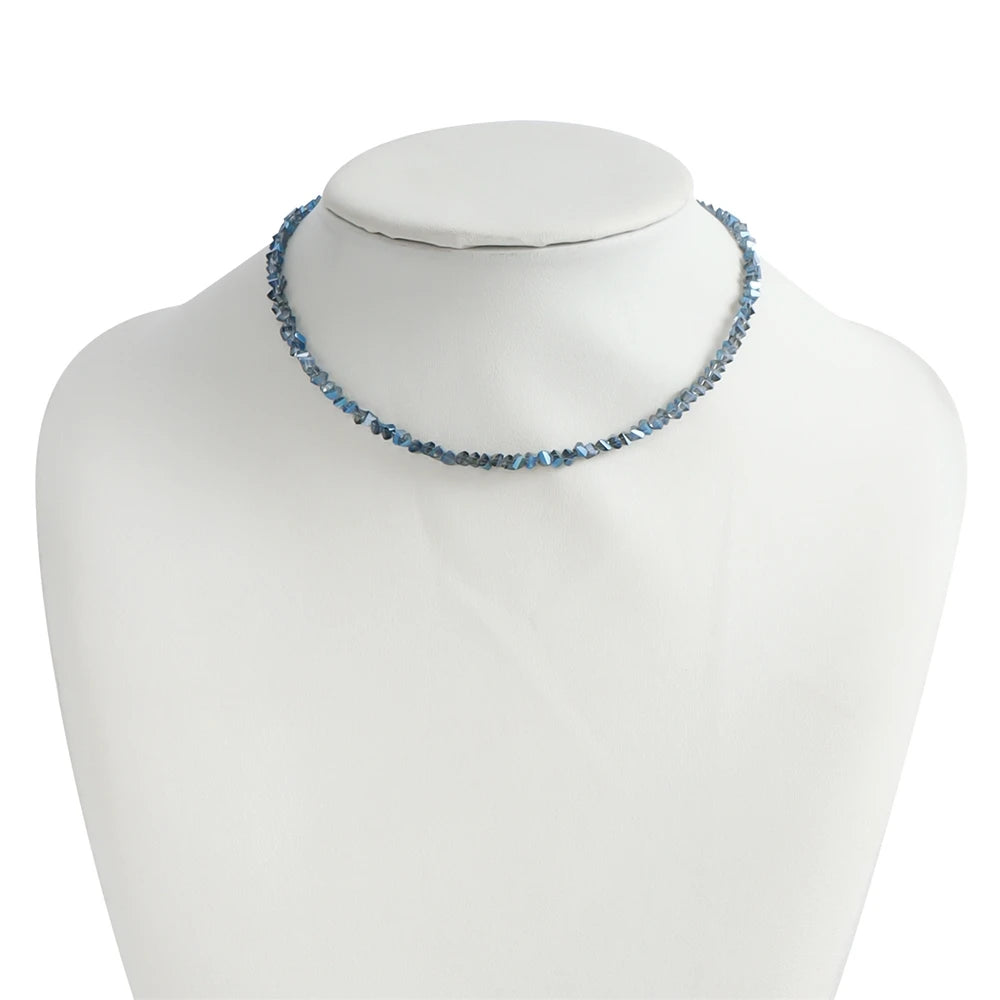 Fashion Simple Luxury Minimalistic Beads Necklaces for Girls Rhinestone Crystal Jewelry for Women Ladies Accessories Wholesale