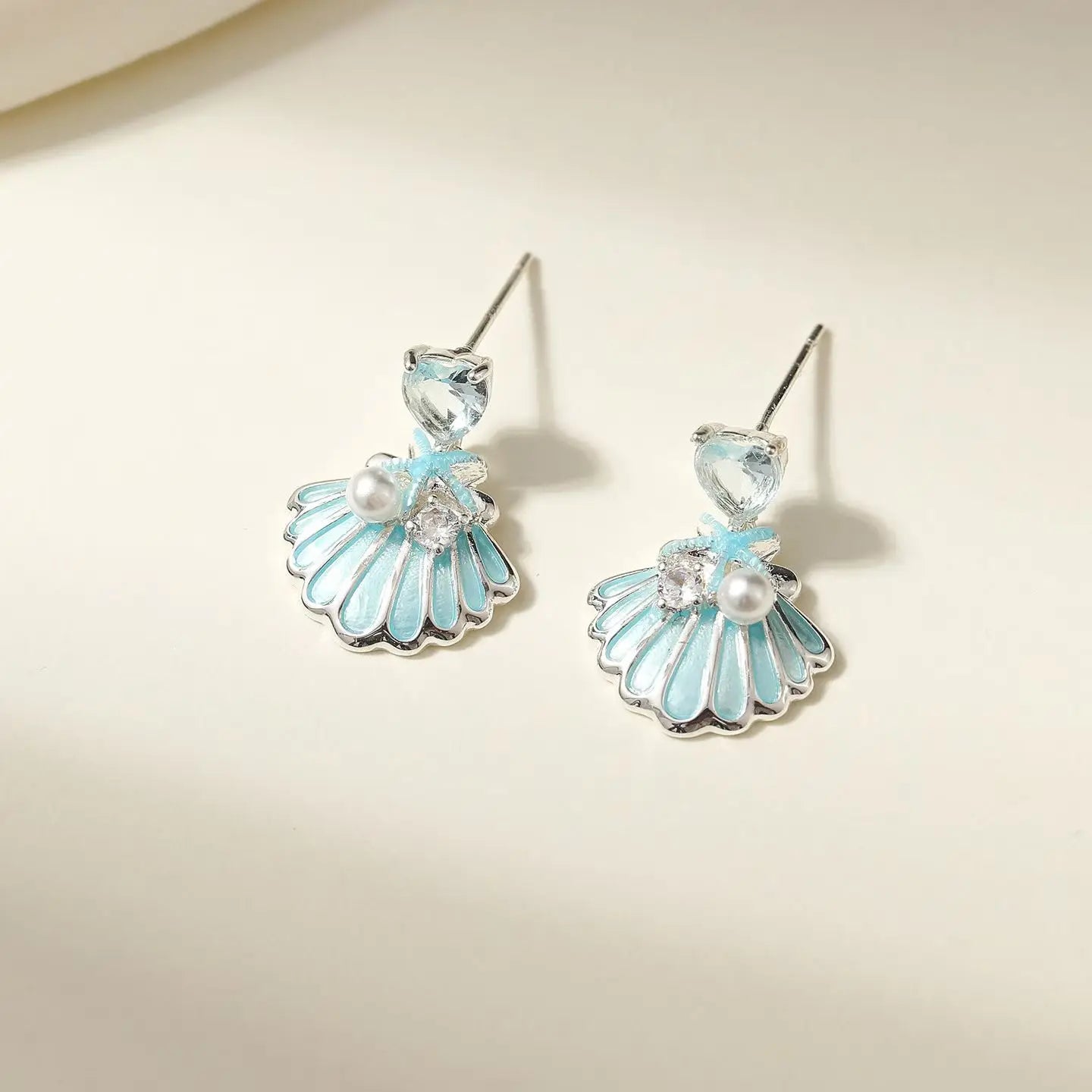 Fashion Trendy Classic Imitation Pearl Drop Earrings for Girls Ocean Blue Shell Sea Jewelry for Women Ladies Accessories Chic