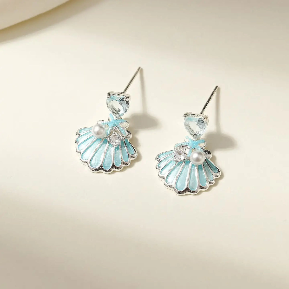 Fashion Trendy Classic Imitation Pearl Drop Earrings for Girls Ocean Blue Shell Sea Jewelry for Women Ladies Accessories Chic