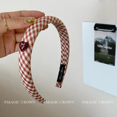 Female Plaid Heart Bowknot Wide Headbands French Vintage Elegant Trendy Wholesale in Stock Hairbands Accessories for Women Daily