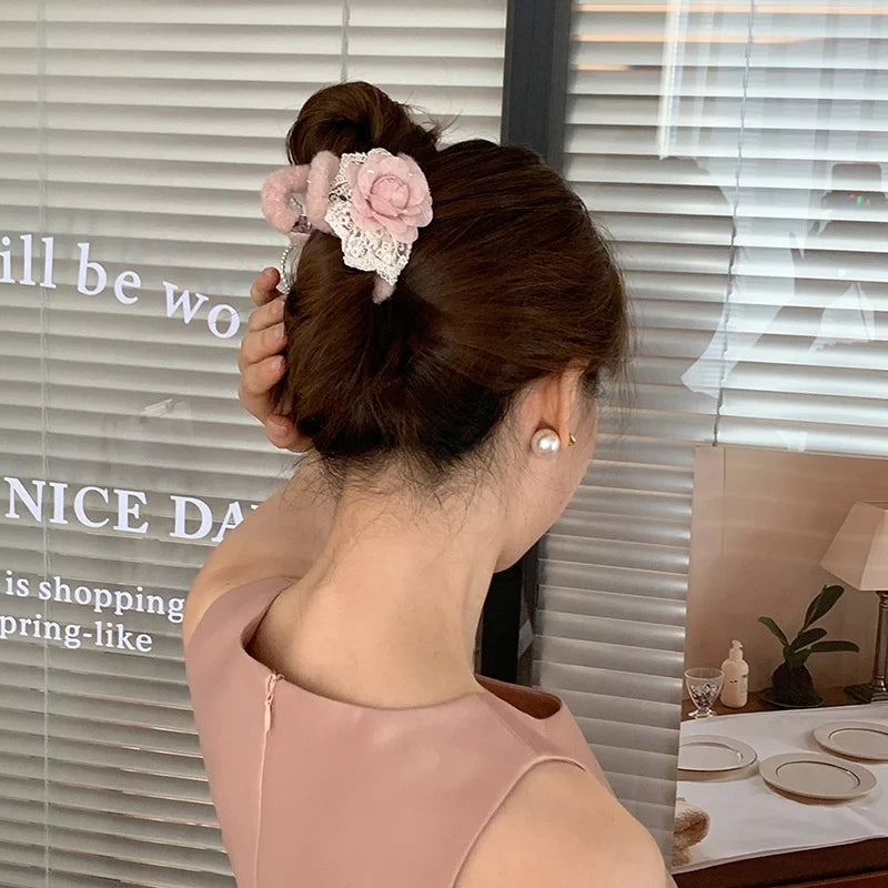 Sweet Cute Bowknot Hair Claw Clips for Girls Elegant Flowers Floral Claws for Women Ladies Hair Accessories Female Supplier