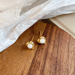 Fashion 18K Gold Plated Heart Shaped S925 Silver Stud Earrings for Girls Sweet Jewelry for Women Ladies Wholesale China Supplier