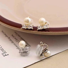 Ladies Cat Shape Imitation Pearl Decorative Mini Clip-on Earring Fashion Elegant Cute Charms Bulk Jewelry Accessories for Daily