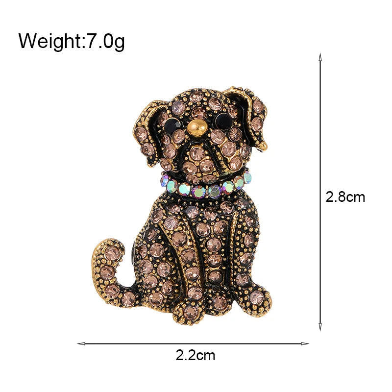 Fashion Glitter Sweet Puppy Cute Dogs Animals Brooches for Girls Stylish Glamorous Pins Jewelry for Women Ladies Accessories