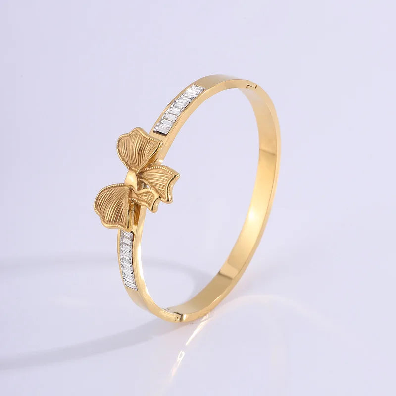 Fashion Elegant Glitter Bowknot Bangles for Girl Romantic Sweet Vintage Glamorous Trendy Jewelry for Women Accessories Wholesale