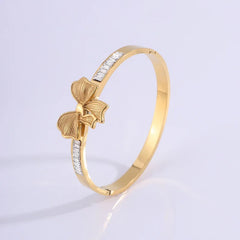 Fashion Elegant Glitter Bowknot Bangles for Girl Romantic Sweet Vintage Glamorous Trendy Jewelry for Women Accessories Wholesale