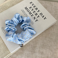 Fashion Cute Sweet Polka Dot Heart Shaped Scrunchies for Baby Girls Elegant Simple Hair Ties for Kids Children Hair Accessories