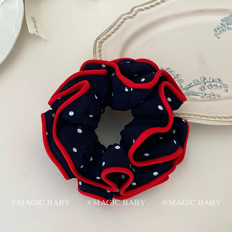 Fashion Simple Polka Dot Scrunchies for Baby Girls Cute Sweet Kawaii Elegant Hair Ties for Kids Children Hair Accessories Chic