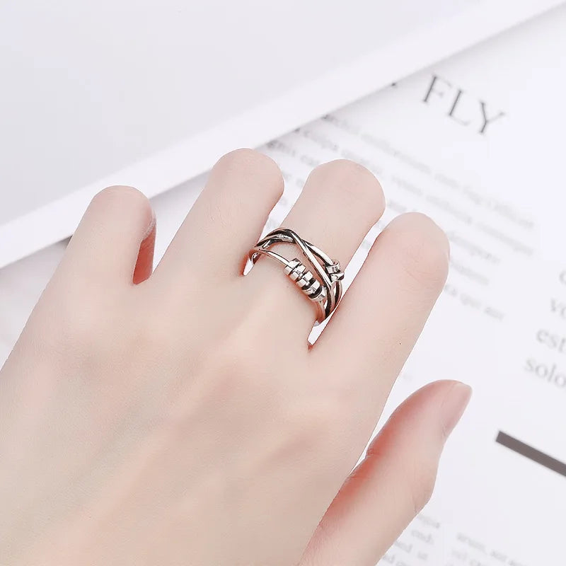 Women's Light Luxury Transfer Bead Hip-hop Open Ring Geometric Minimalist Adjustable Rings Modern Fashion Jewelry Gift Wholesale