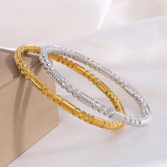Fashion Design Glitter Bead Bangles Stainless Steel Jewelry for Women Accessories Minimalist Vintage Trendy Bracelets Wholesale